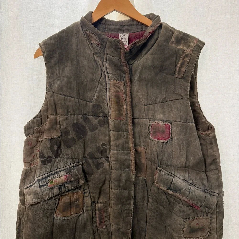 Magnolia Pearl Green Surf Fest Vest with Graphic Print and Embroidery - Picture 1 of 5
